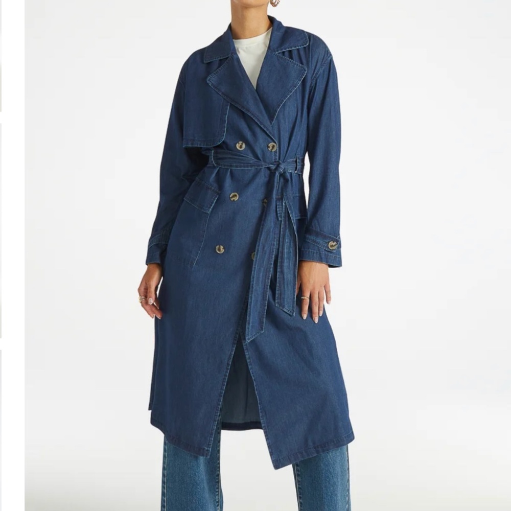 NWT Denim Trench Coat - XS